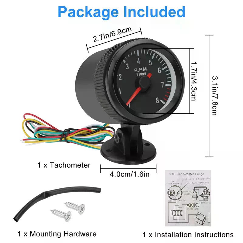 2インチ 52mm 車用メーター タコメーター RPMゲージ - Analog Meter Gauge のレビューと価格