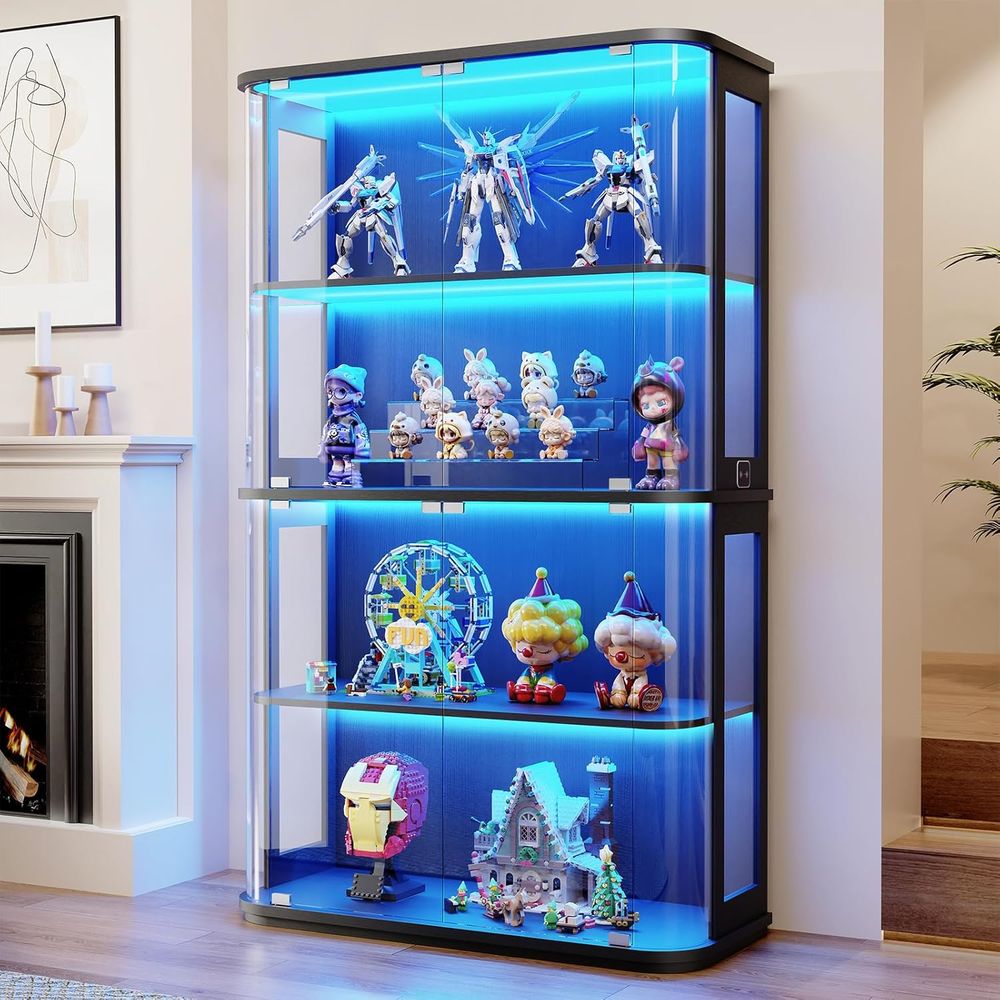 大型の丸みを帯びたガラス扉付きディスプレイキャビネット、3色 - Collectible & Vintage Dolls For Christmas のレビューと価格