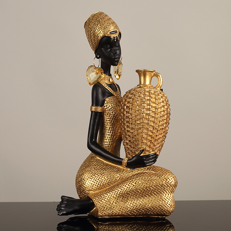 アフリカの少女が皿を抱えた彫刻像、ホームオフィス装飾収納オー - Vintage Collectible Furniture のレビューと価格