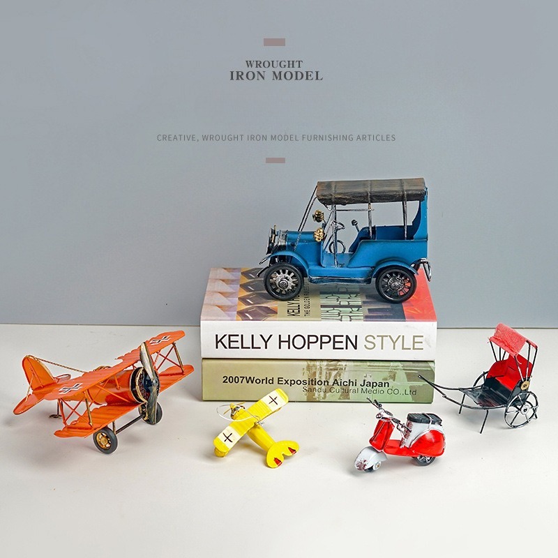 ヴィンテージレトロメタル飛行機バイクモデルミニチュアブリキ工 - Vintage Collectible Furniture のレビューと価格
