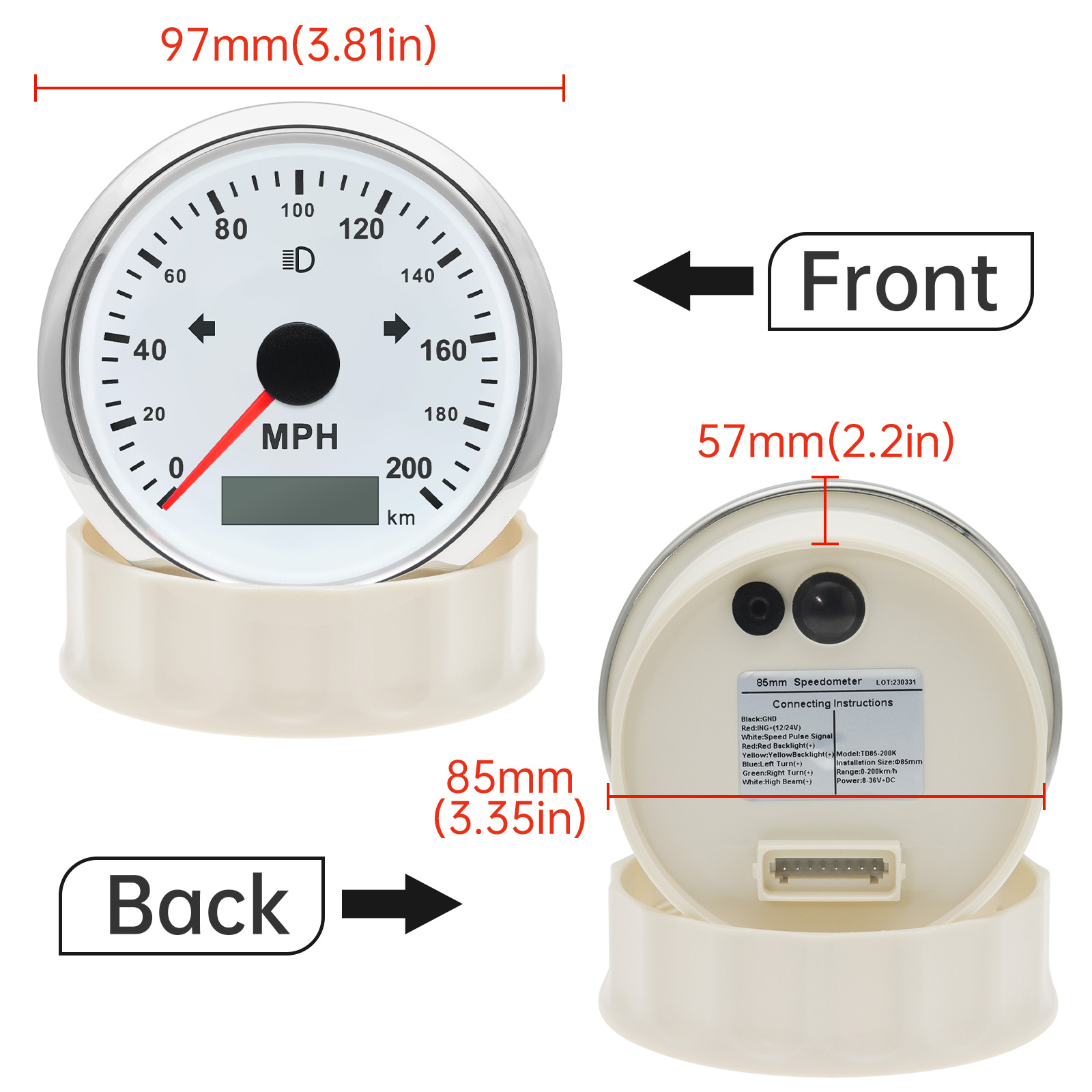 Kmhスピードメーターゲージ、パルススピードメーター、走行距 - Analog Meter Gauge のレビューと価格