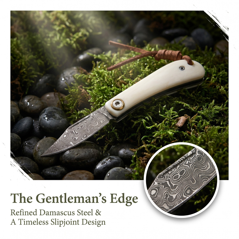 ヴィンテージダマスカス折りたたみ式EDCポケットナイフ、アイ - Vintage Collectible Pocket Knives のレビューと価格